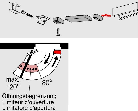 Actual product image Dormakaba Opening limitation for slide rail G-N / G-N XEA (Indoor)