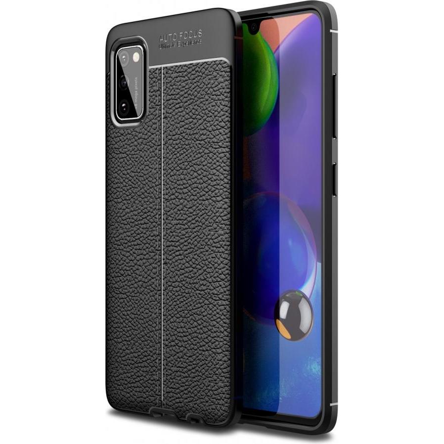 Screenguard Samsung Galaxy A41 Hülle Leather Design TPU Cover (Samsung Galaxy A41), Smartphone Hülle, Schwarz