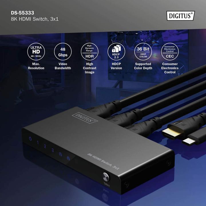 Produktbild Digitus 8K HDMI Switch, 3x1