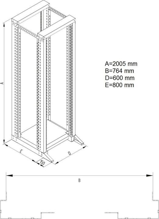 Actual product image Triton RSX-42-XD8-CXX-A1 - 19" Rack Frame, 42 U, 600 x 800 mm, double-sectioned (42 RU, 19 inch rack)