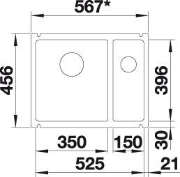 Actual product image Blanco Subline 350/150-U (Undermount sink, 56.70 cm, 45.60 cm)
