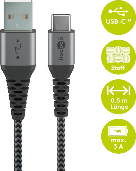 Image du produit Goobay USB A — USB C (0.50 m, USB 2.0, 60 W)