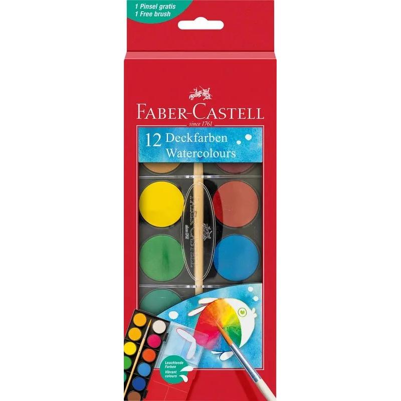 Faber-Castell, Künstlerfarbe + Bastelfarbe, Aquarell-Set 12 Farben mit Pinsel (Mehrfarbig)