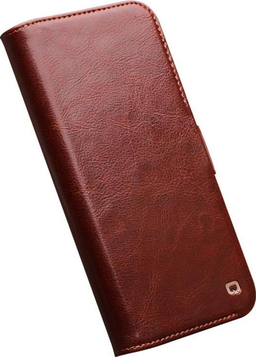 Actual product image QiAlino Fourre Flip cuir véritable avec fermeture magnétique foncé (Apple iPhone 14 Pro Max)