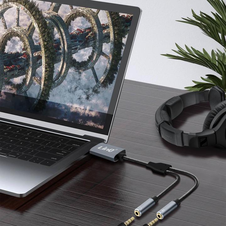 Produktbild LinQ USB / 2x 3.5mm Klinke Adapter U3532 (3.5mm Klinke, 3.5mm Klinke)