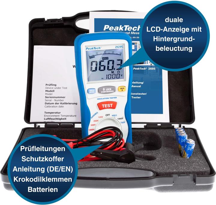 Image du produit Peaktech P 2695 Appareil de mesure de l'isolation