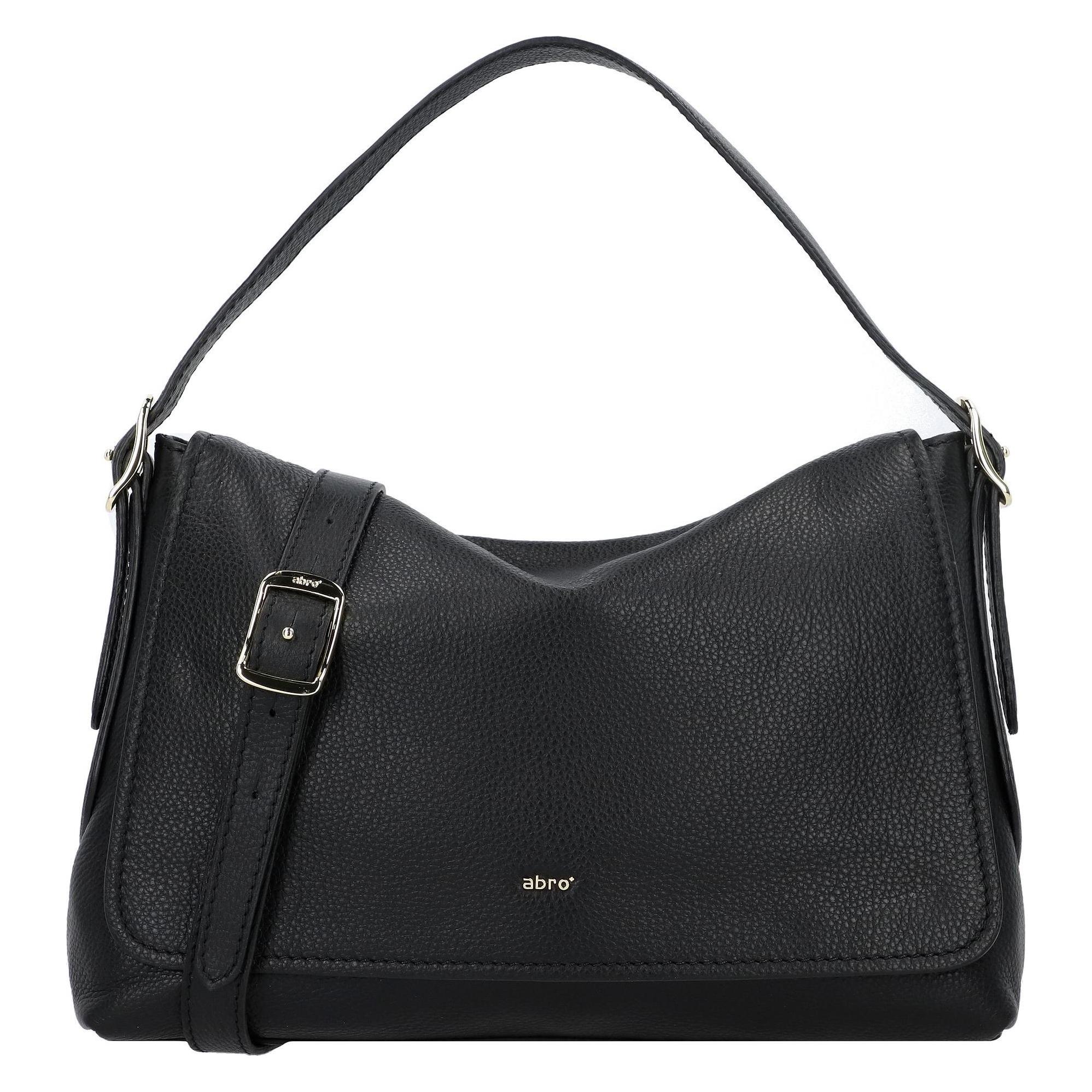 Abro, Damen, Handtasche, Carina Schultertasche Leder 26 Cm, Schwarz, Gold