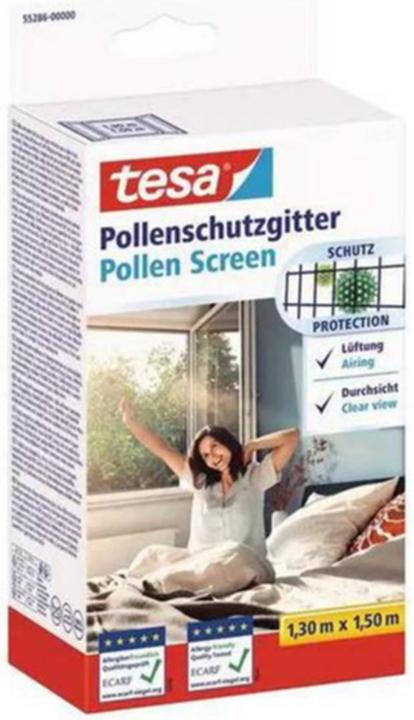 Produktbild tesa 2x Pollenschutzgitter, für Allergiker, zuschneibar inkl. selbstklebendem Klettband (130 x 150 cm)
