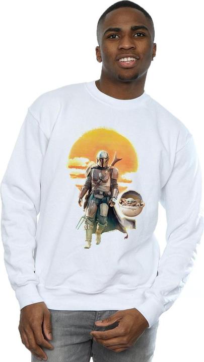 Actual product image Star Wars Mens The Mandalorian Sunset Poster Sweatshirt (XL)