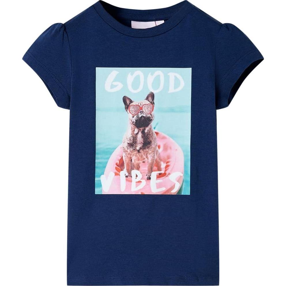 VidaXL, Jungen, Shirt, Kinder-T-Shirt Marineblau 128,Material: 95 % Baumwolle. 5, Blau, (128)