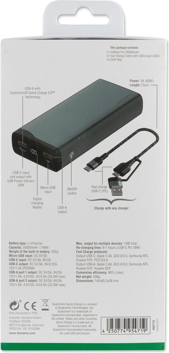 Image du produit 4smarts VoltHub Pro (20000 mAh, 20 W, 74 Wh)