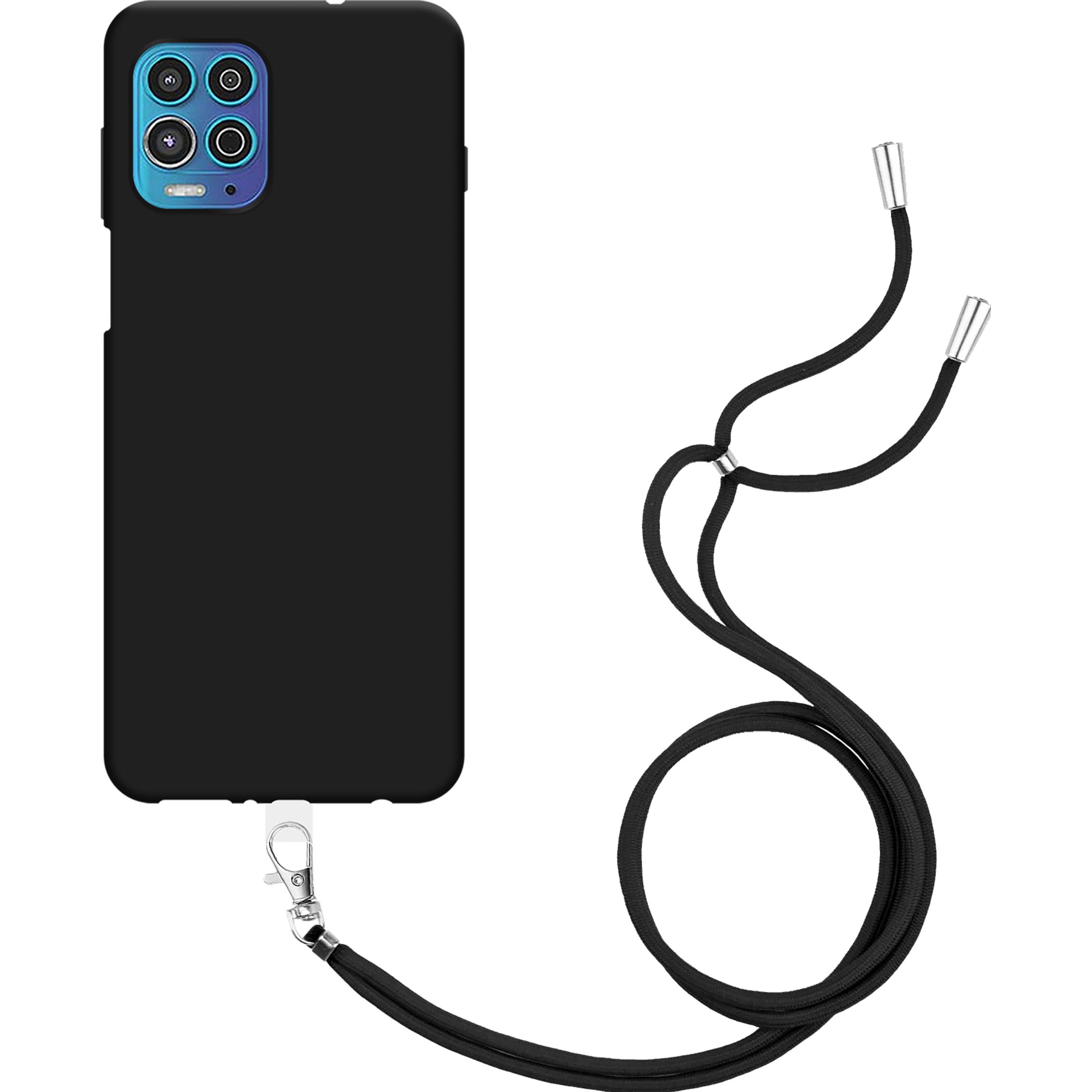 Thumbnail - Cazy Handykette Hülle Kompatibel mit Motorola Moto G100 - Silikon Handyhülle mit Band Necklace Hülle -, Handykette, Schw...