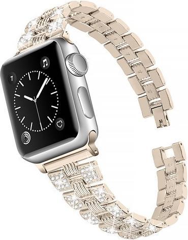 Actual product image Cover-Discount Apple Watch 42/44/45mm - stainless steel with rhinestone bracelet gold (44 mm, 45 mm, 42 mm, Stainless steel)