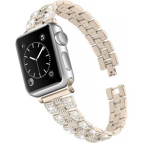 Thumbnail - Cover-Discount Apple Watch 42/44/45mm - Edelstahl mit Strass Armband gold (42 mm, 44 mm, 45 mm, Edelstahl, Apple Watch S...