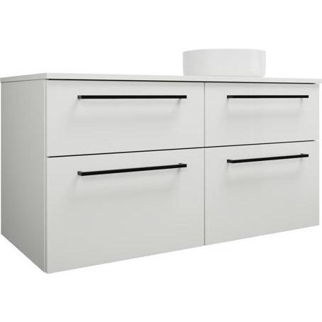 burgbad, Badmöbelset, Eqio Keramik-Aufsatzwaschtisch, rund, inklusive Waschtischunterschrank, Breite 1200m