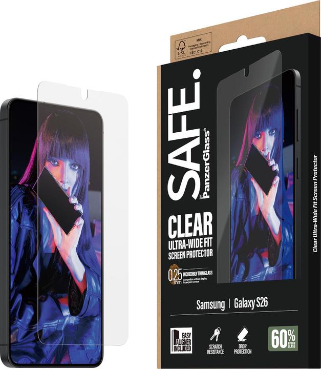 Actual product image PanzerGlass SAFE Ultra-Wide-Fit (1 pcs., Samsung Galaxy S26)