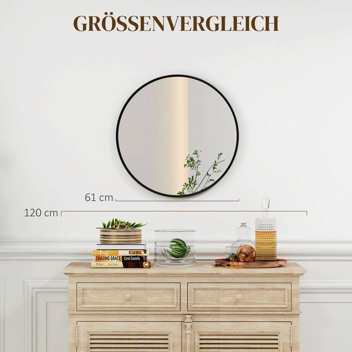 Immagine prodotto Swisshandel24 Specchio da parete, 60x60cm cornice in alluminio, nero rotondo (60 x 60 cm)