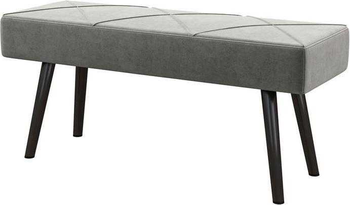 Immagine prodotto Swisshandel24 Polsterbank Samtoptik, X-Muster, bis 120 kg, Grau, 100x36x45 cm (100 cm)