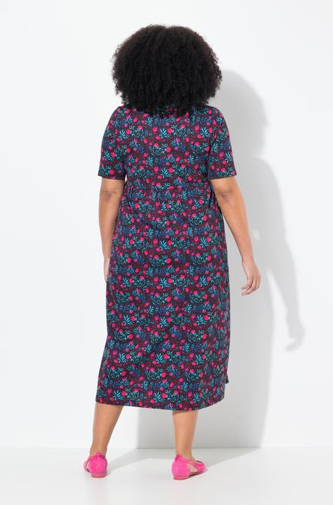 Actual product image Ulla Popken Floral Print Empire Knit A-Line Pocket Dress (62)