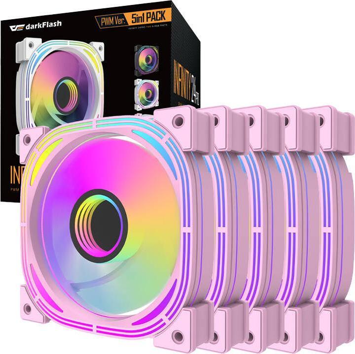Actual product image Darkflash Tech INF24 5in1 ARGB Computer fan set (pink) (120 mm, 5 x)