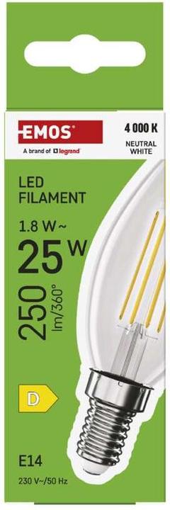 Actual product image Emos LED lamp Filament Candle / E14 / 1.8 W (25 W) / 250 lm / Neutral white (E14, 250 lm, 1x)
