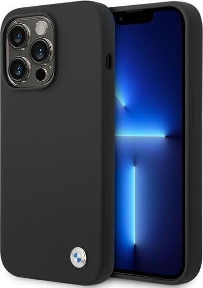 Produktbild BMW Hülle BMHCP14XSILBK "iPhone 14 Pro Max 6.7" schwarz/schwarzes Silikon-Metall-Logo (Apple iPhone 14 Pro Max)