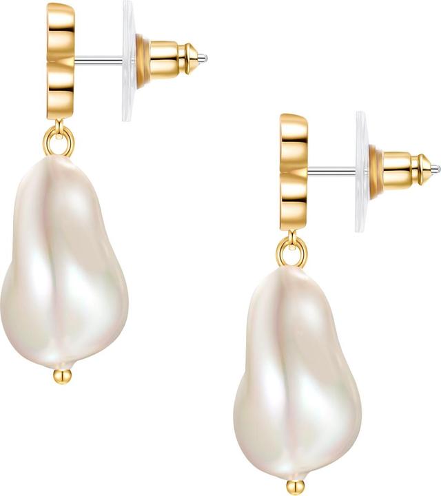 Actual product image Yokoamii Ladies earrings - 34180 (Brass with zirconia and shell centre bead)