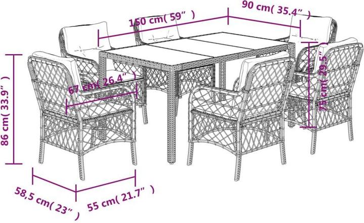 Produktbild vidaXL Garten Essgruppe (150 x 90 x 75 cm)