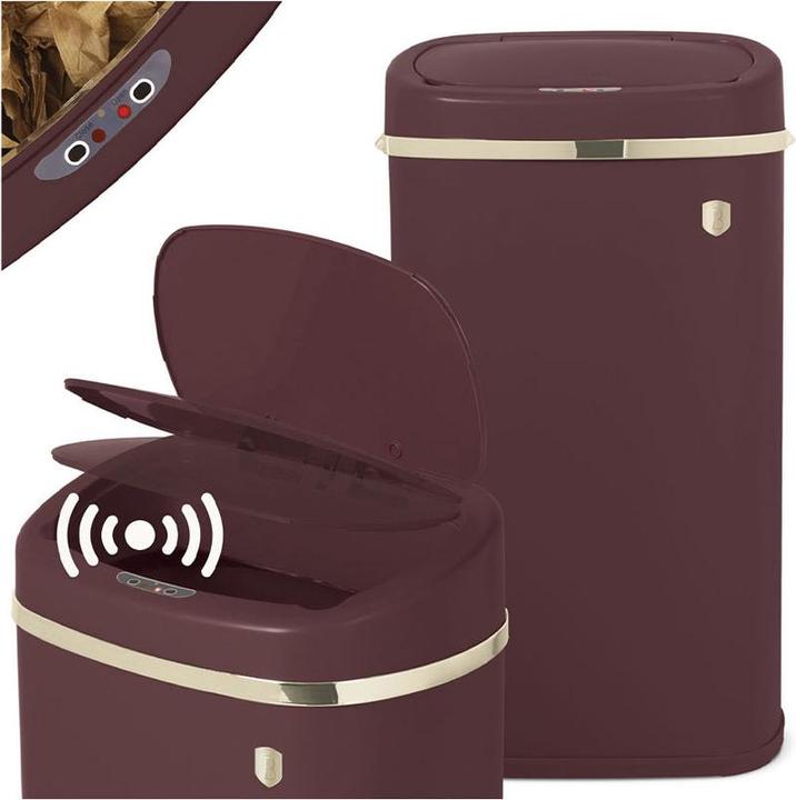 Immagine prodotto BerlingerHaus Cestino in metallo di design, con sensore, 58l, bordeaux (58 l)