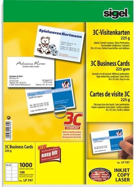 Actual product image Sigel Business cards 3C (225 g/m², 1000 x, A4)