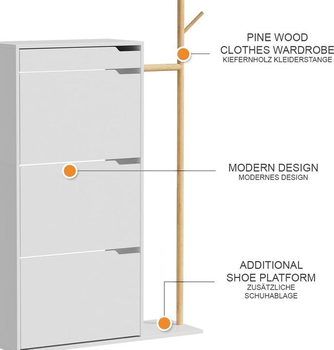 Produktbild Vicco Ivo mit 3 Fächern, 1 Schublade (90 x 30 x 181.50 cm)