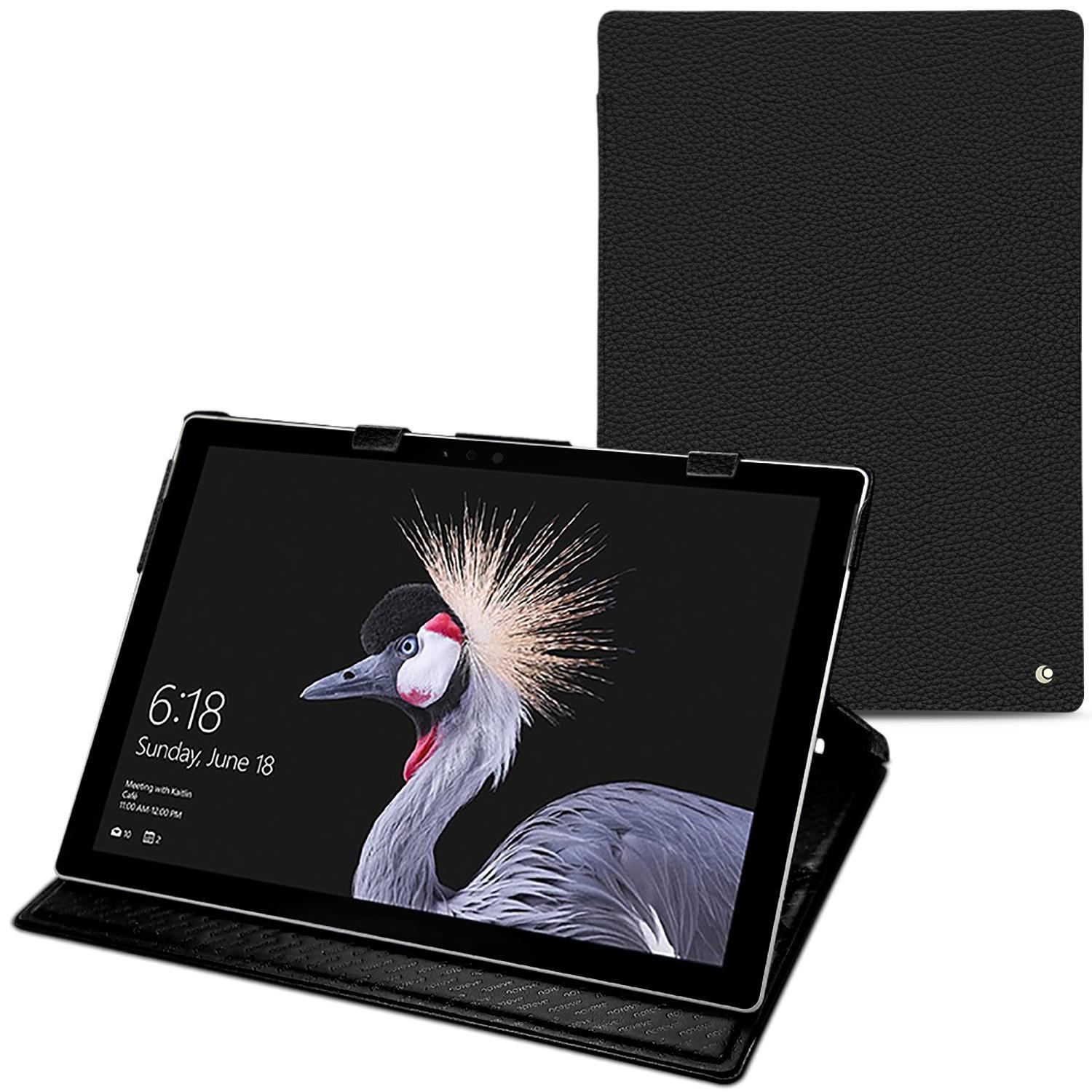 Noreve Lederschutzhülle vertikal (Surface Pro (2017)), Tablet Hülle, Schwarz