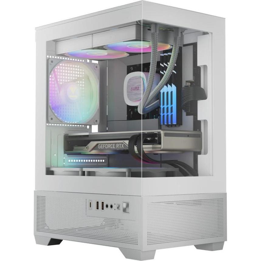 Gamdias Boitier Mini Tour Micro ATX Aura GC9M Elite RGB avec panneaux vitrés (Blanc) (mATX), Case PC, Bianco