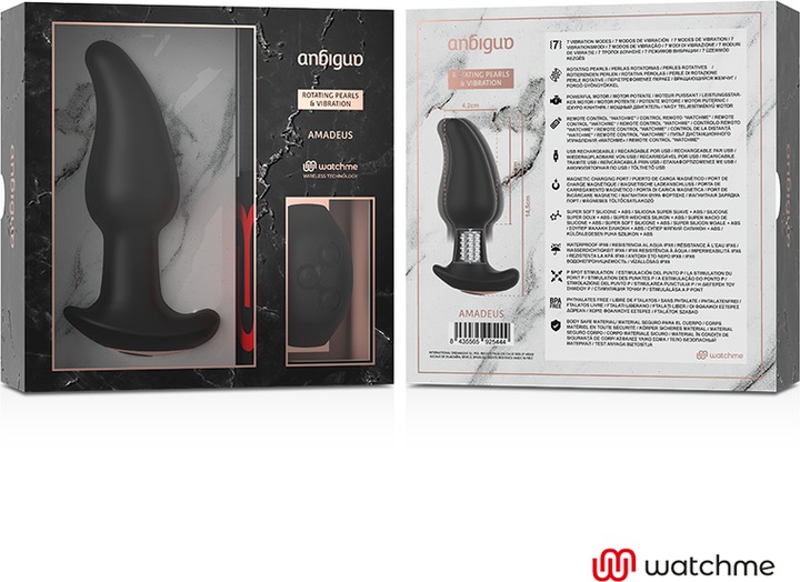 Immagine prodotto Anbiguo Vibratore anale "Amadeus" con perle rotanti e telecomando