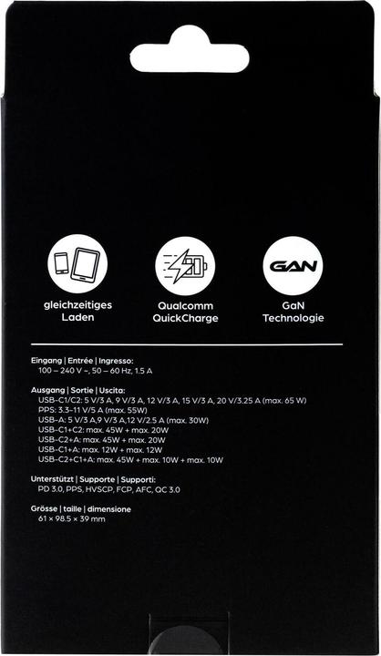 Produktbild Onit USB-Wandladegerät Triple 2C1A 65 W GaN Weiss (65 W, 3 Ports)