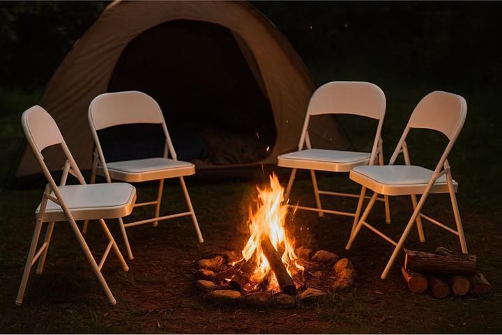 Actual product image HTI-Living 4er Set Klappstühle mit Polsterung Metallgestell und PVC-Bezug