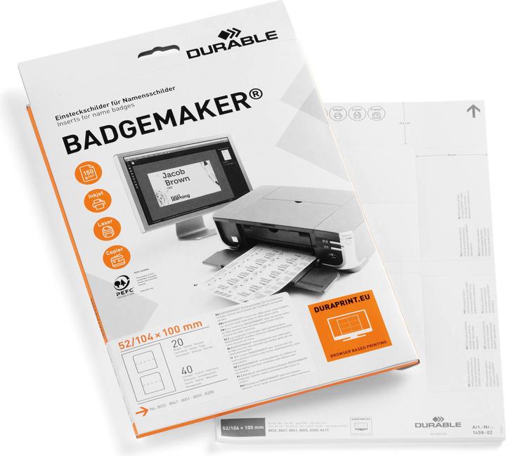 Durable Badgemaker insert labels for name tags