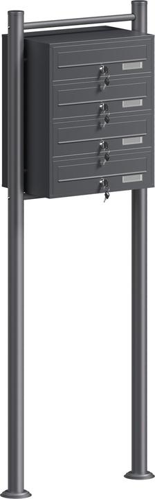Wiltec 4er Briefkastenanlage Anthrazit 270x513x1500mm Standbriefkasten Post