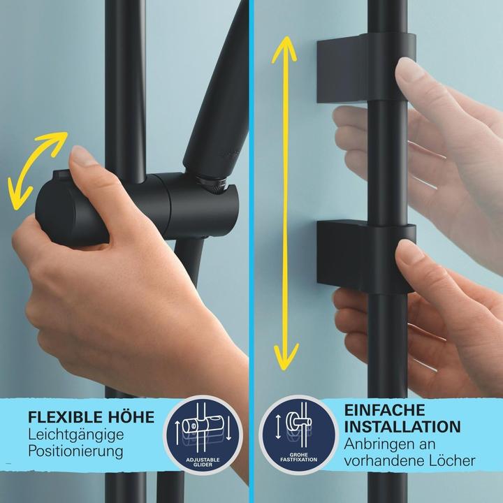 Actual product image Grohe Vitalio universal shower rail, glue or drill, 900 mm, matt black