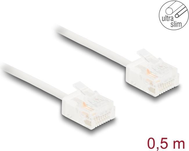 Produktbild Delock RJ45 Netzwerkkabel Cat.6 UTP Ultra Slim 0,5 m weiss mi (U/UTP, CAT6, 0.50 m)