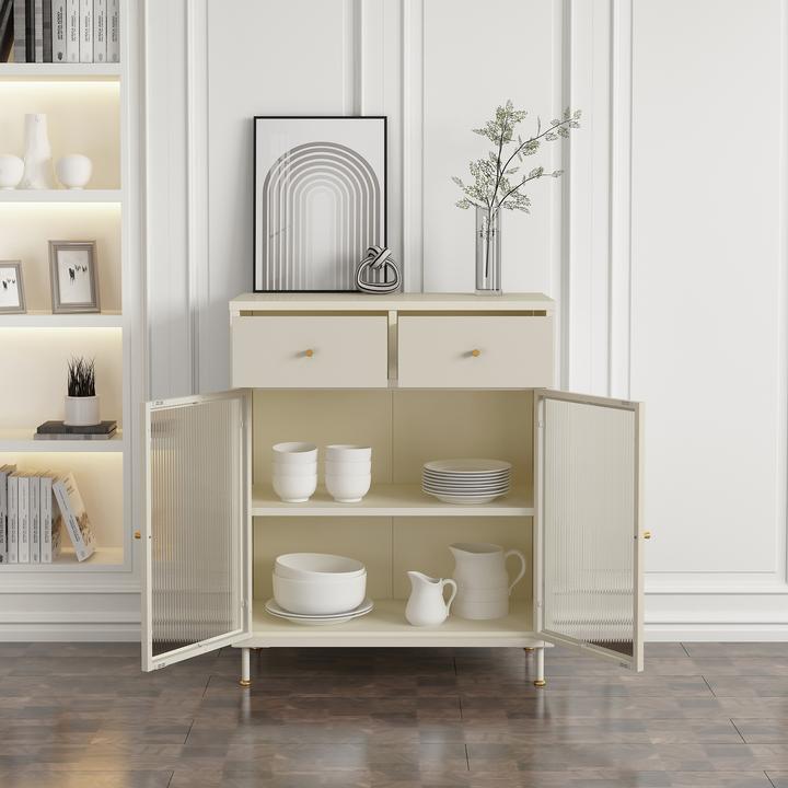 Image du produit En.Casa Sideboard Lindau Stahl 97x80x40 cm Cremeweiss (80 x 40 x 97 cm)