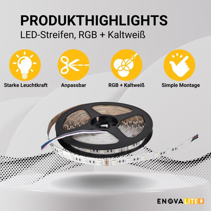 Productafbeelding Enovalite LED-strips (RGB, 500 cm, Interieur)