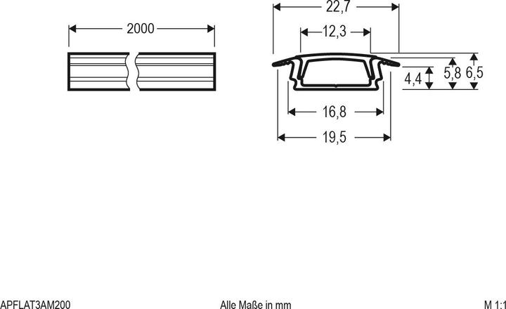 Image du produit EVN APFLAT3AM200 Profilé aluminium plat 200cm