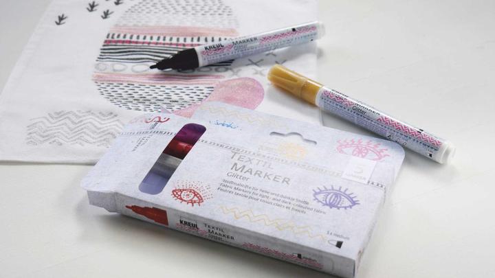 Actual product image Magni 92651 - Textile marker set glitter, medium, 5 pieces, line width 2 to 4 mm, water-based (5x)