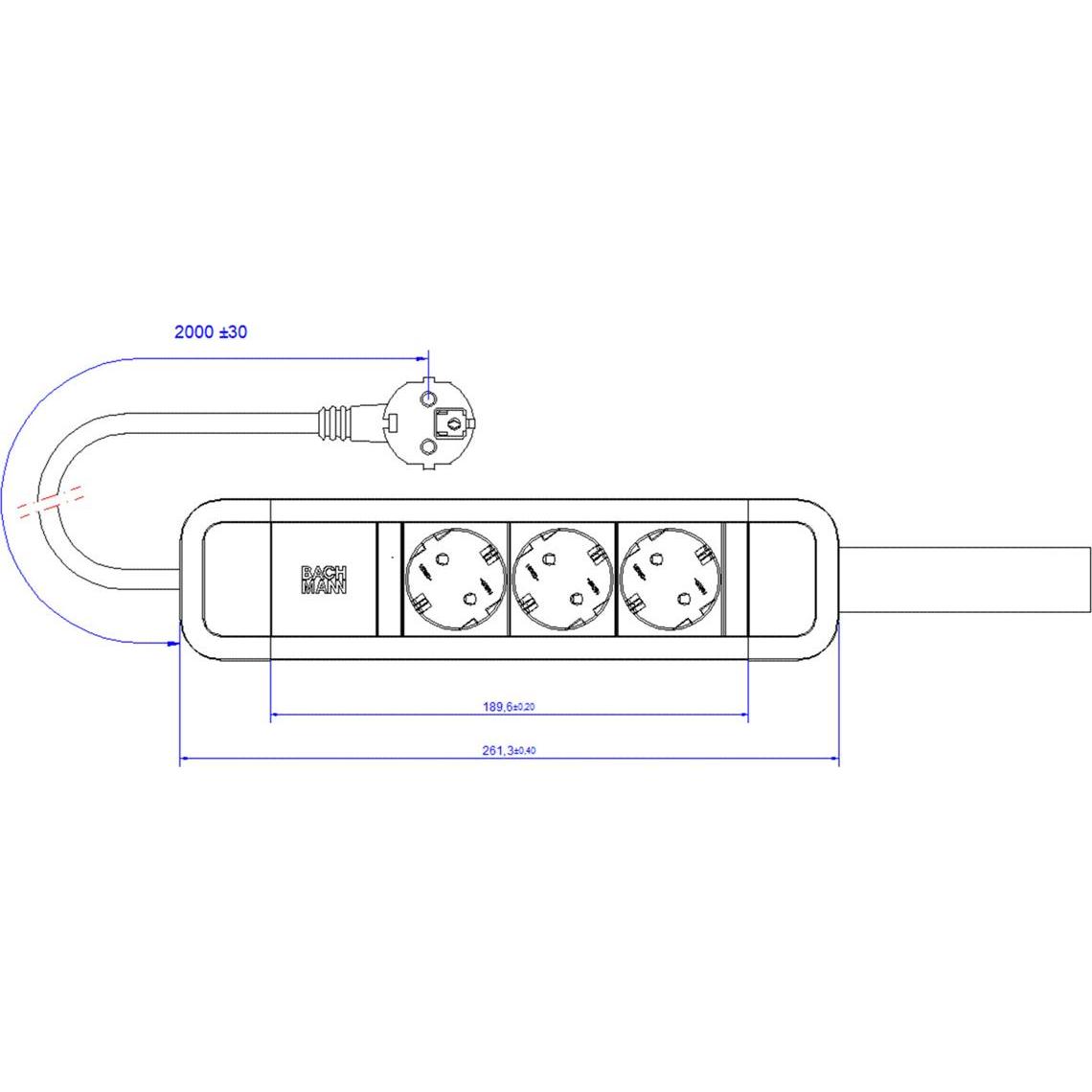 Thumbnail - Bachmann, Steckdosenleiste, 350.016 (3 x, CEE 7/3, 2 m)