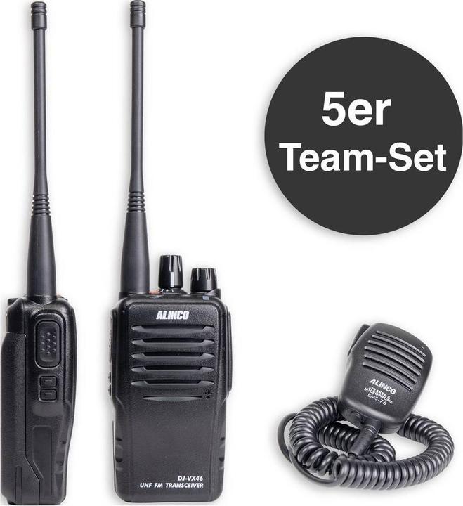 Immagine prodotto Alinco Team-Set DJ-VX-46 + EMS-76 150102 PMR-Handfunkgerät 5er Set