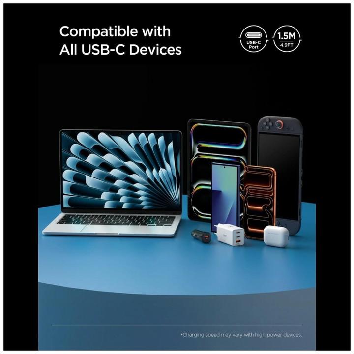 Produktbild Spigen Kabel EB10015CC Essential USB-C 100W 1.5m czarny (1.50 m, USB 3.2 Gen 1, 100 W)