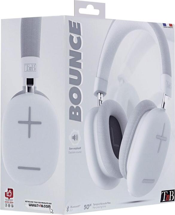 Produktbild T'nB Casque Micro Bluetooth Bounce (Blanc) (NC, 50 h, Kabelgebunden)