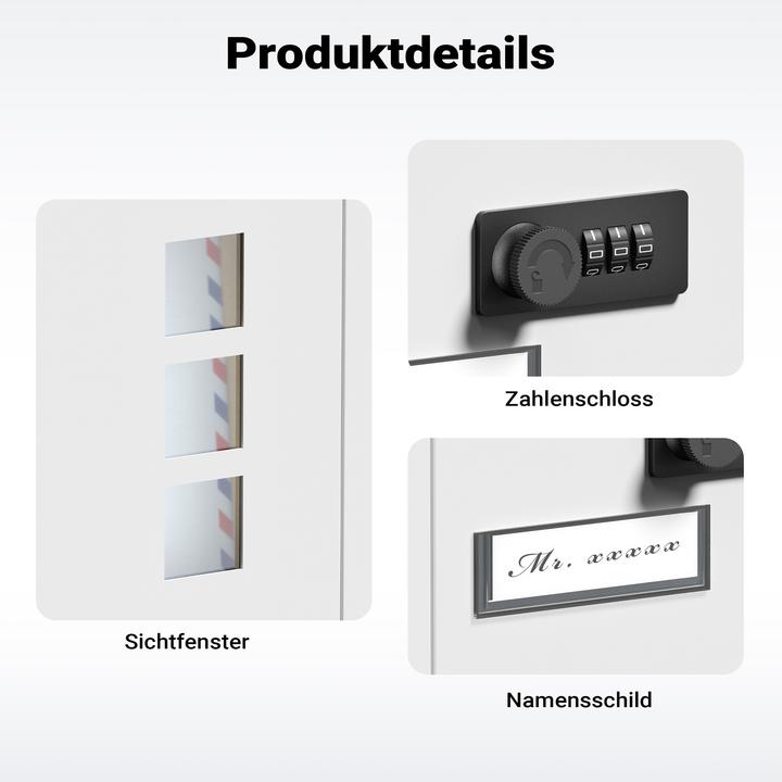 Actual product image Wiltec Wall Mailbox Code Lock Letterbox Postbox Pillar Letter Mail Post Box