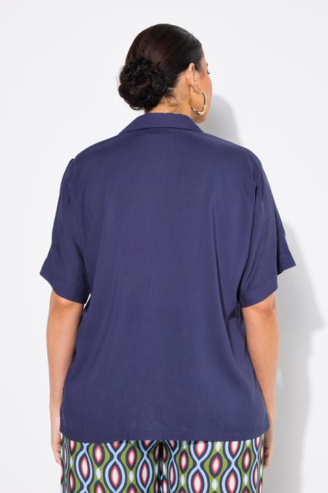 Immagine prodotto Ulla Popken Blusa dal taglio oversize con spacchetto sulle spalle, collo da camicia e mezze maniche (58)